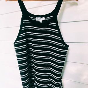 Striped Knit Crochet Black and White Tank Top